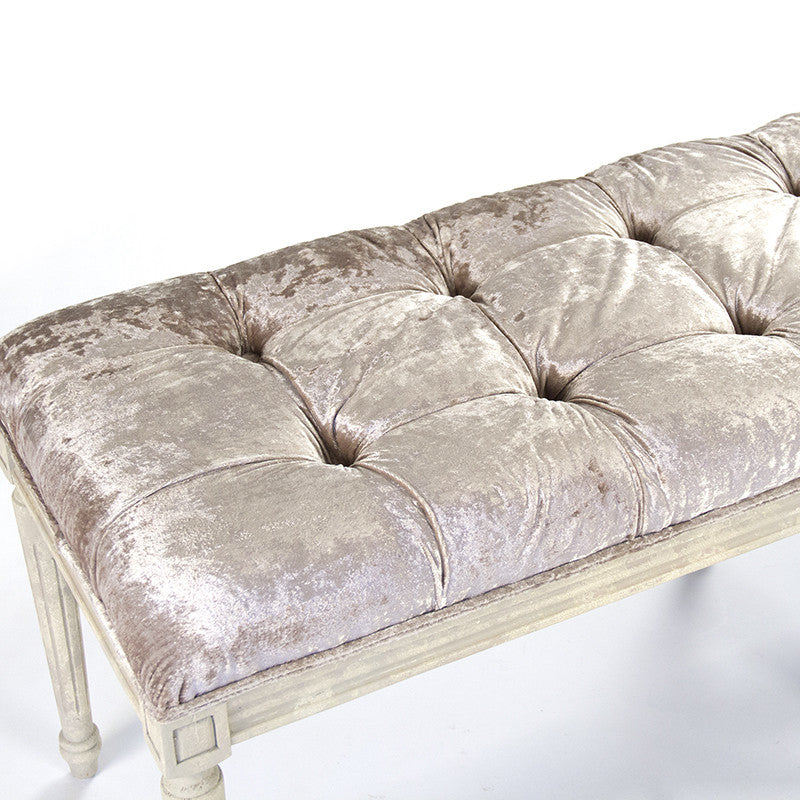 Bench - Louie Tufted Bench, Oak & Antique Rose