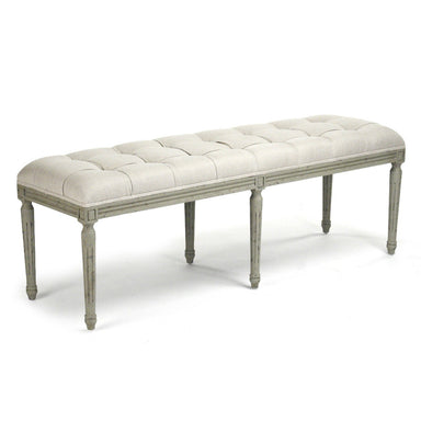 Bench - Louie Tufted Bench, Olive & Linen