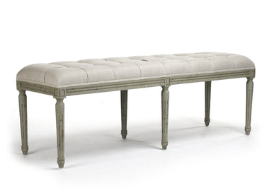 Bench - Louie Tufted Bench, Olive & Linen