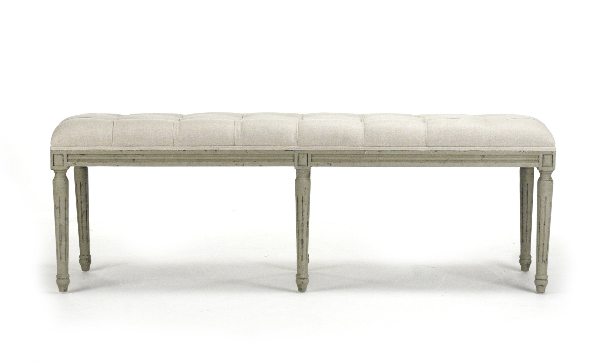 Bench - Louie Tufted Bench, Olive & Linen