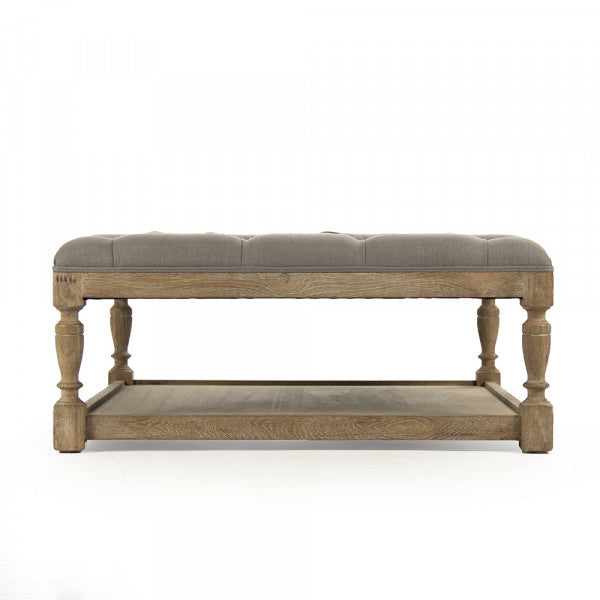 Square Tufted Grey Ottoman