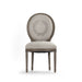 Elegant dining side chair with recycled oak frame and soft cream linen upholstery