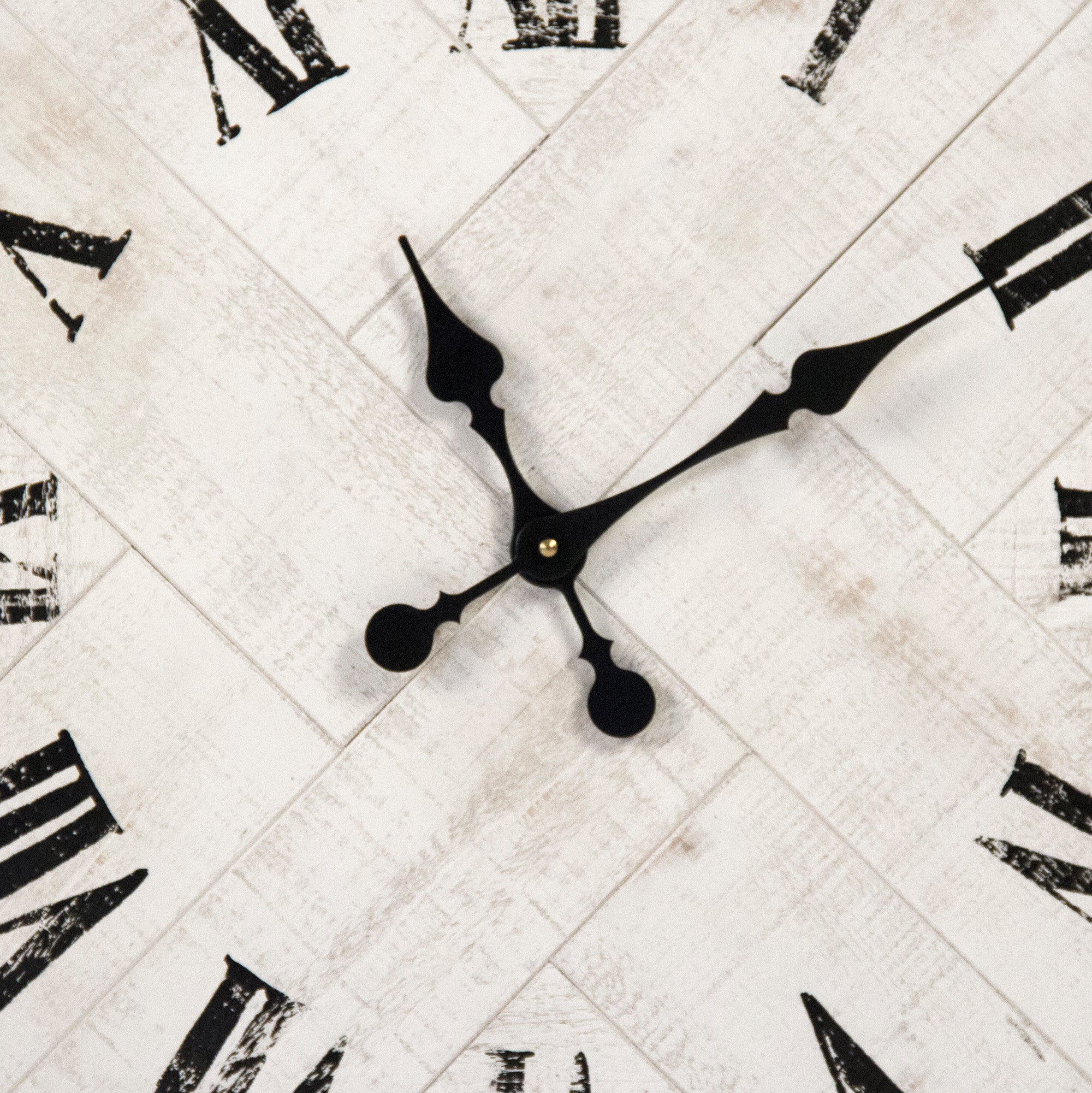 Corbett wall clock – tray-shaped vintage wall clock with black accents and Roman numerals