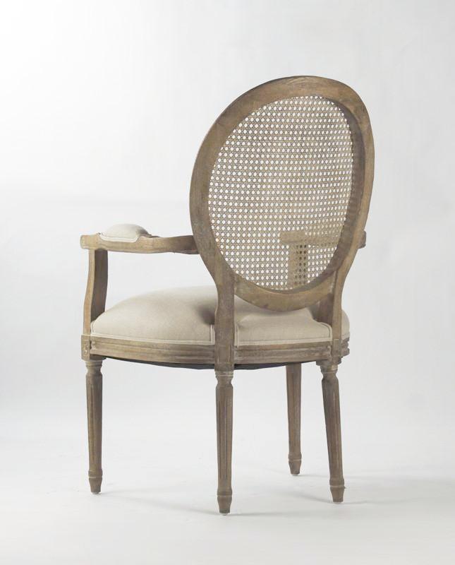 Melanie French Country Natural Rattan King Louis Dining Arm Chair