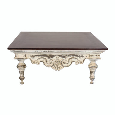 Lemans French Country Cocktail Table with Antique White base and Maple top