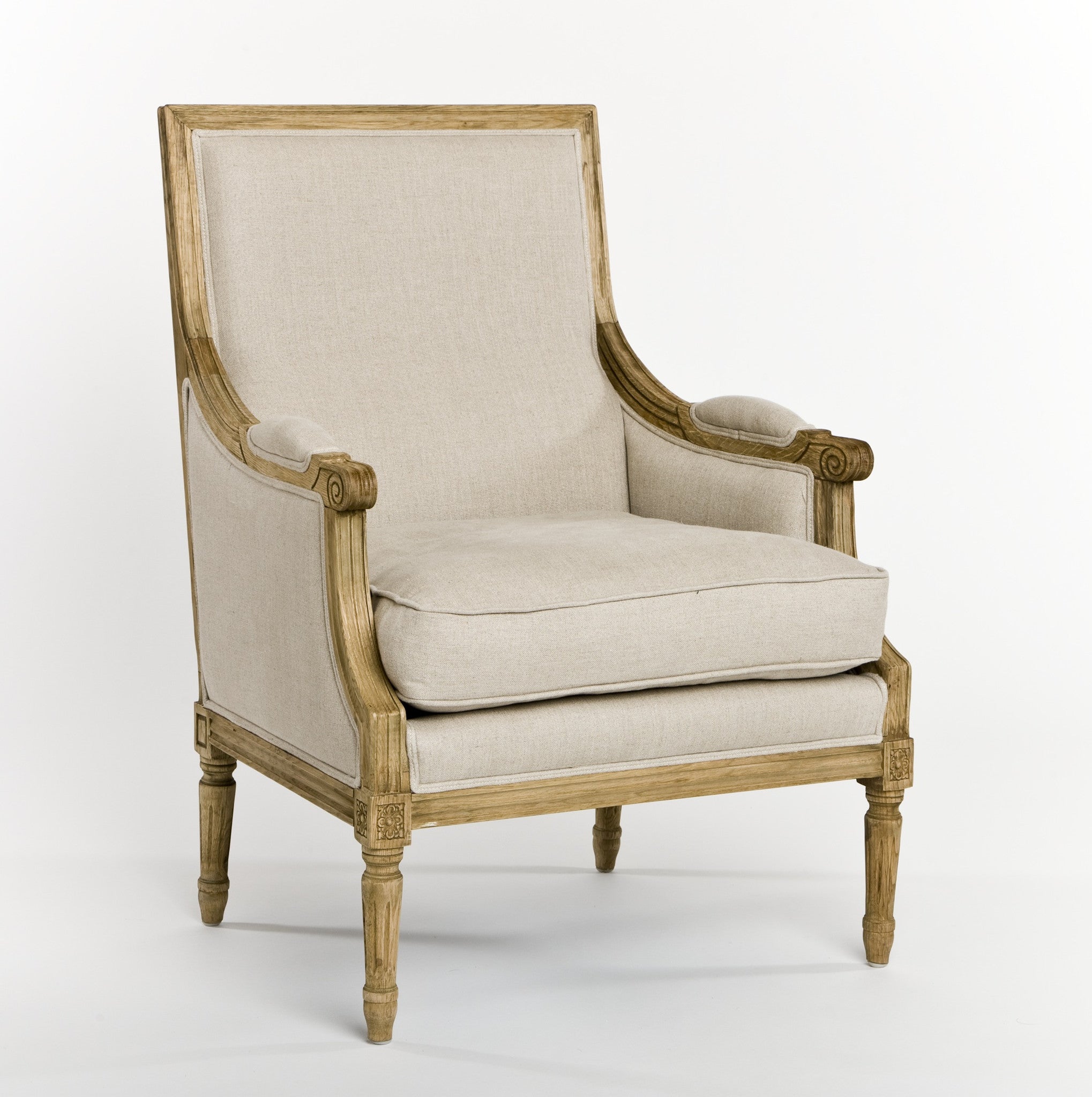 Zentique Louis Club Chair - Natural Oak & Linen